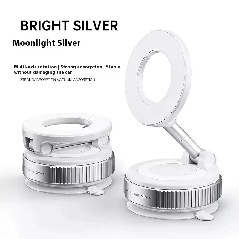 Strong Magnetic Car Phone Holder Foldable Design 360° Adjustable Vacuum Mount for Car/Desk/Bathroom/Universal Use