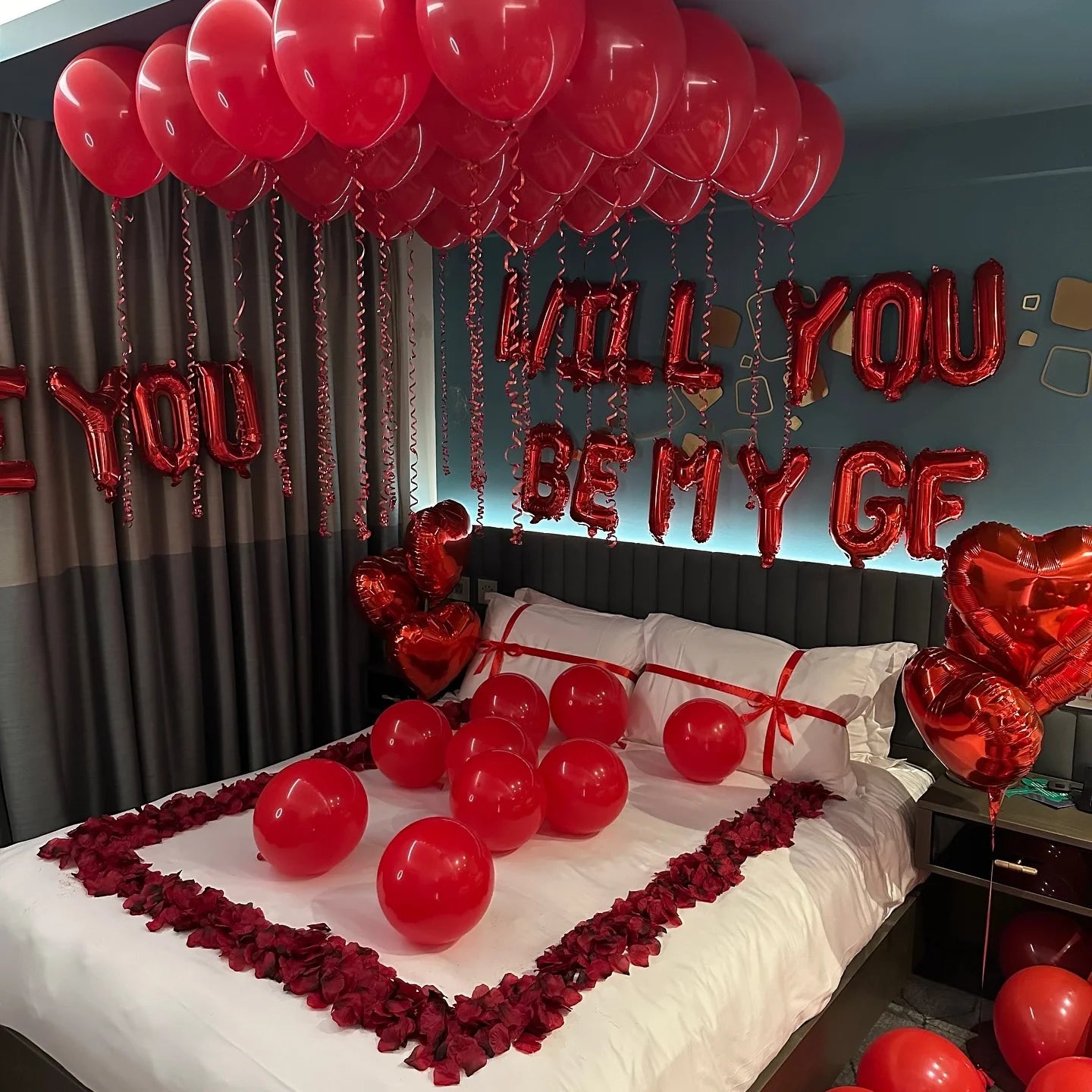 Happy Valentine Red I Love You Balloon Set Heart Shaped Aluminum Foil Balloon Suitable for Anniversary, Wedding Season, Birthday, Mother's Day