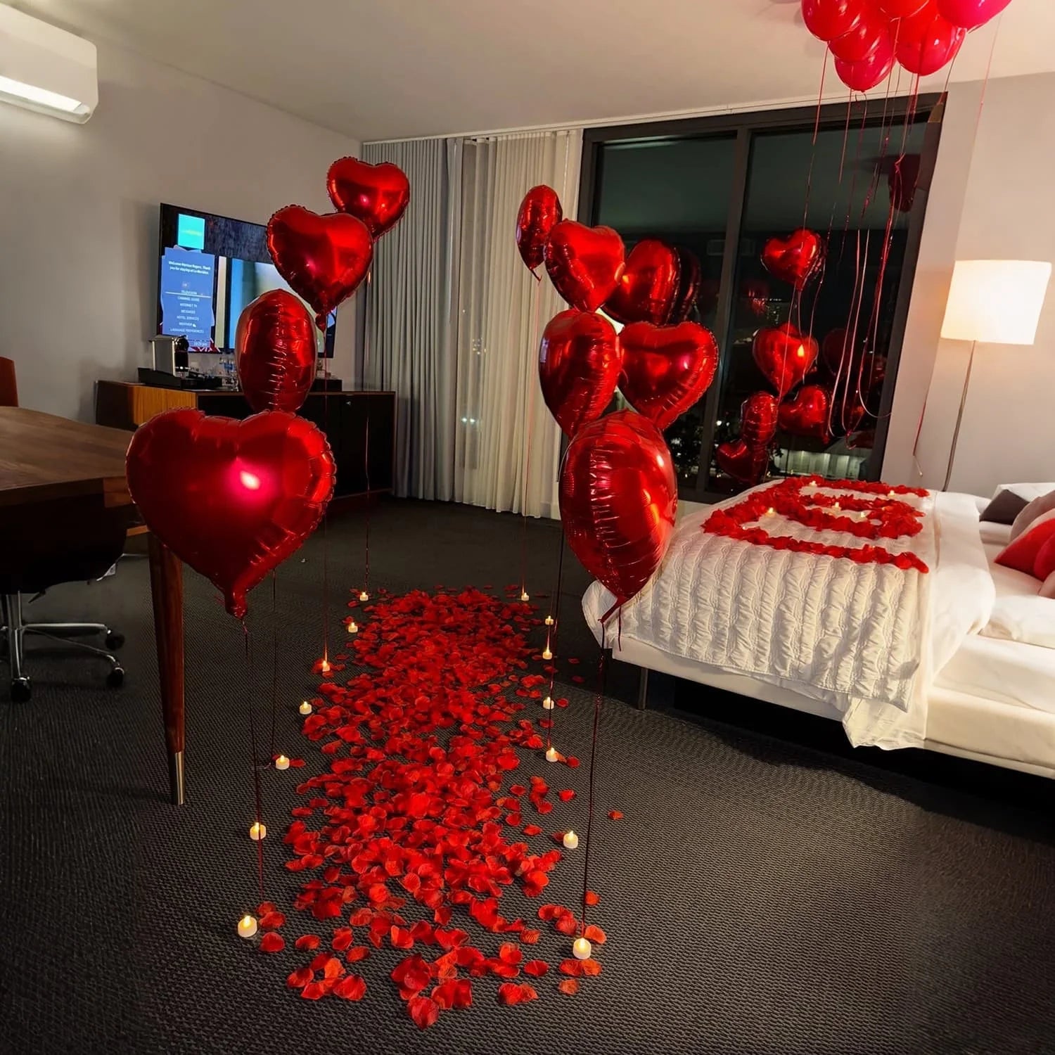 Happy Valentine Red I Love You Balloon Set Heart Shaped Aluminum Foil Balloon Suitable for Anniversary, Wedding Season, Birthday, Mother's Day